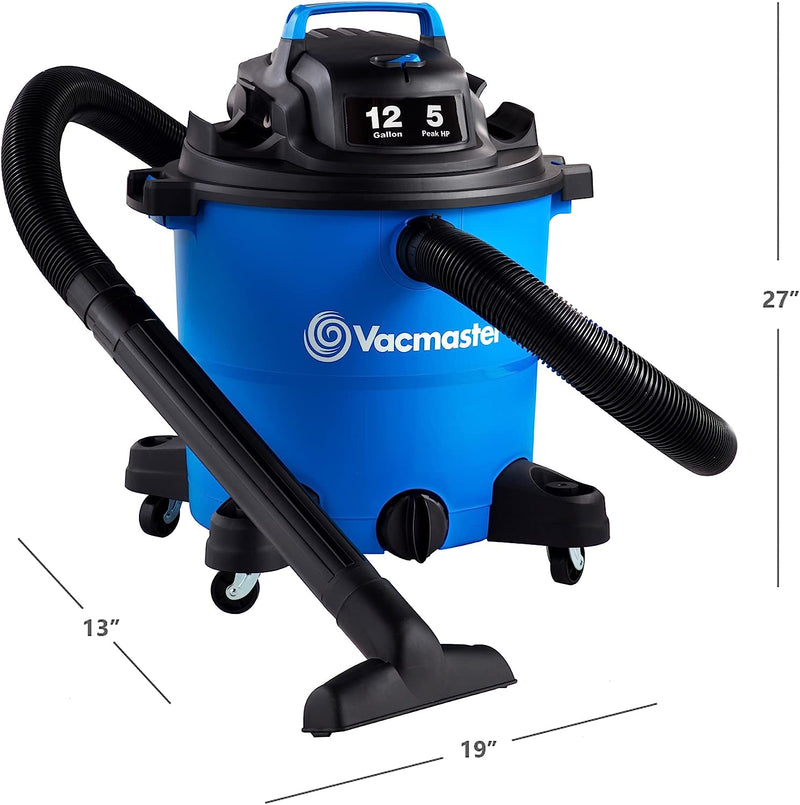 Vacmaster Vacmaster-12 Gal. Wet/Dry Vacuum 5 HP 2-1/2" Hose (VOC1210PF), Blue