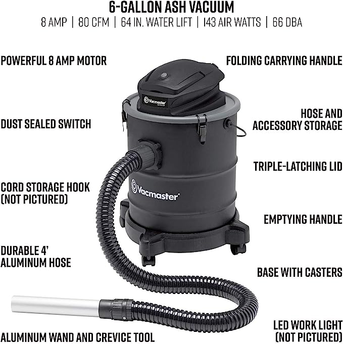 Vacmaster - Ash Vacuum 6 Gallon 8 Amp (EATC608S),Black