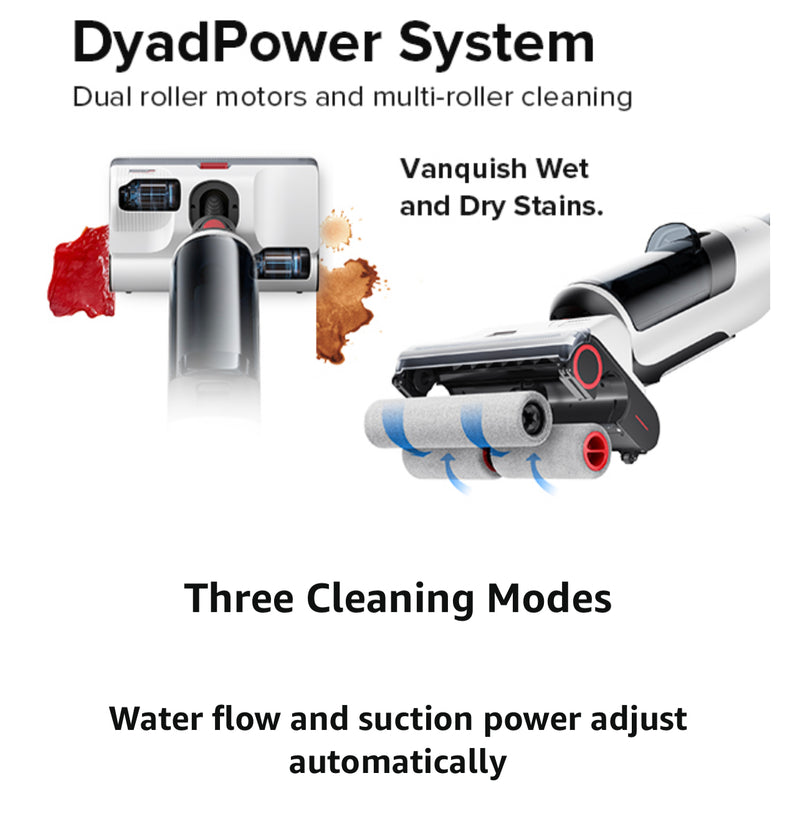 Roborock Dyad Cordless Wet Dry Vacuum with Dual Self-Cleaning Systems, Adaptive Cleaning, Voice Alerts, 180° Rotating Cleaning Head, Built for Wet and Dry Dirt - Remanufactured