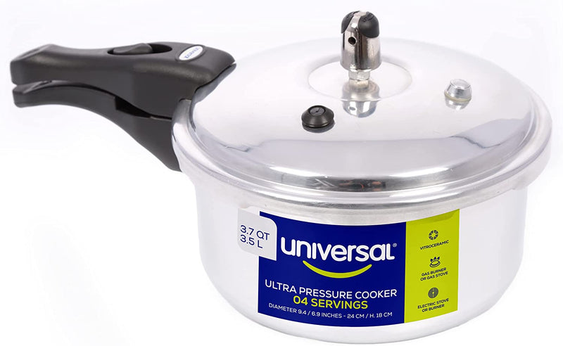 Anti-Rust Aluminum Ultra Pressure Cooker for 4 Servings, Pressure Cooker 3.7 Qt, Pressure Cooker for Canning, Even Heat Distribution, Diameter 9.4 inches - 24 cm / Height 6.9 inches - 18 cm by Universal