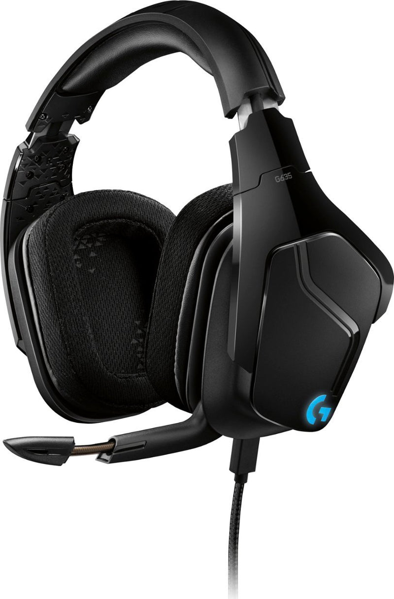Logitech - G635 Wired 7.1 Surround Sound Over-the-Ear Gaming Headset for PC with LIGHTSYNC RGB Lighting - Black/Blue - Remanufactured