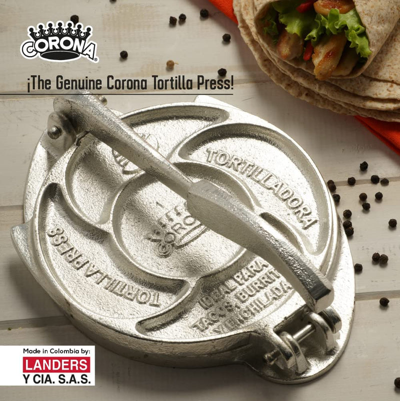 Corona Cast Iron Tortilla Press 8 inches, Sturdy construction that makes it durable and resistant, Made in Colombia.