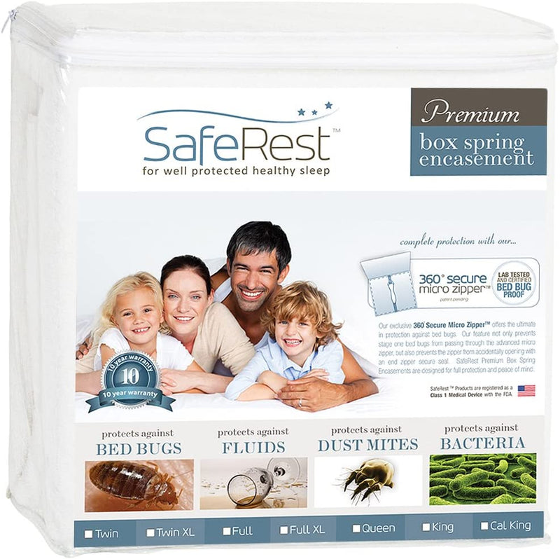 SafeRest Thick Box Spring Encasement - Waterproof - Breathable, Noiseless and Vinyl Free
