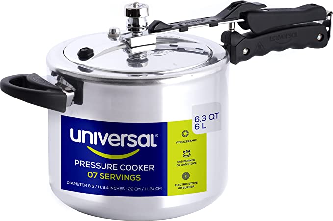 Pressure Cooker 4.2 Qt / 4 L, Canner 5 Servings, Pressure Canner With Multiple Safety Systems and Heat Resistant Handles For Can, Soup, Meat, Beans, By Universal