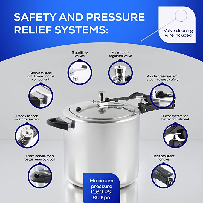 Pressure Cooker 4.2 Qt / 4 L, Canner 5 Servings, Pressure Canner With Multiple Safety Systems and Heat Resistant Handles For Can, Soup, Meat, Beans, By Universal