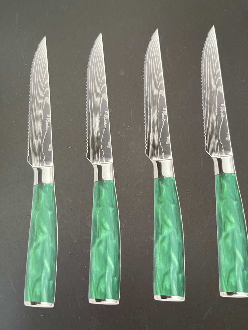 Set of Four Pieces 4.5" Steak Knife with Resin Handle