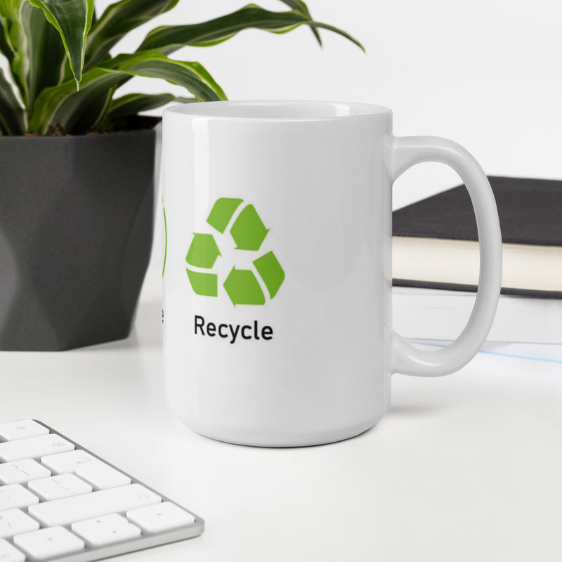 Reduce Reuse Recycle White Glossy Mug